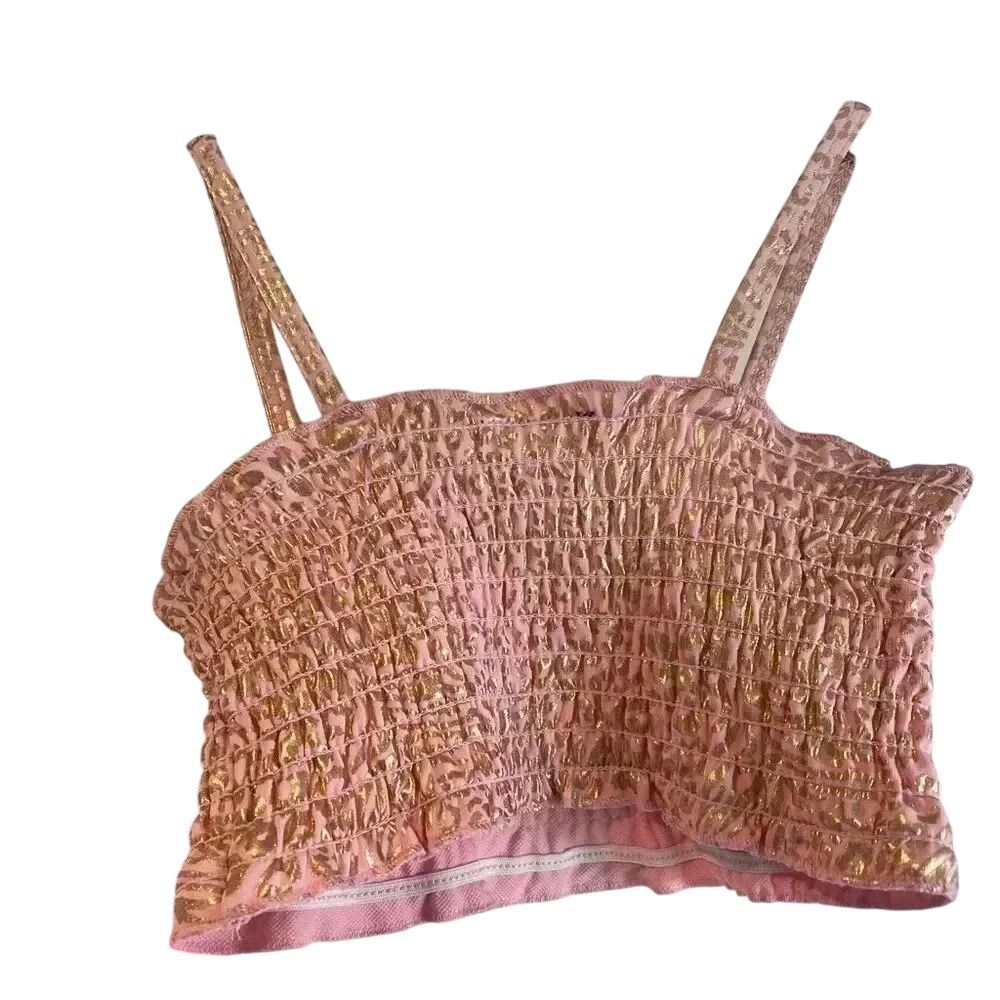 NWT Girls Animal Print Swimsuit Crop Top, summer, vacation, ruched E54